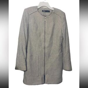 Zara Women Size Medium Gray Zip Up Coat